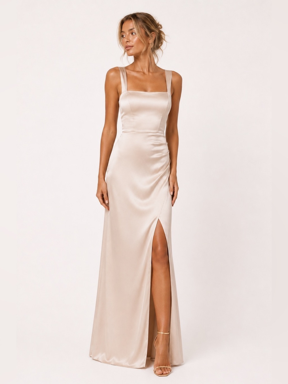 Reformation Isolene Champagne Satin Maxi Dress Size 14 NWT